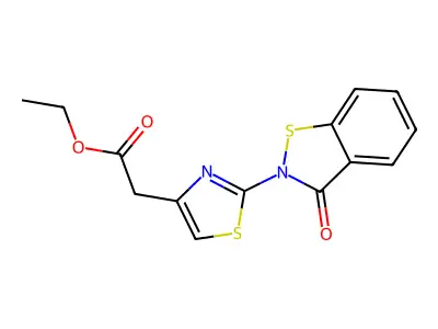 Ethyl 2-[2-(3-oxo-1,2-benzothiazol-2-yl)-1,3-thiazol-4-yl]acetate structure