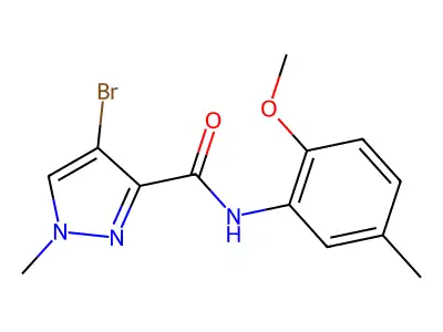 4-bromo-N-(2-methoxy-5-methylphenyl)-1-methyl-1H-pyrazole-3-carboxamide structure