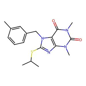 8-(isopropylthio)-1,3-dimethyl-7-(3-methylbenzyl)-1H-purine-2,6(3H,7H)-dione structure