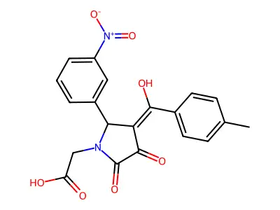 2-(3-hydroxy-4-(4-methylbenzoyl)-5-(3-nitrophenyl)-2-oxo-2,5-dihydro-1H-pyrrol-1-yl)acetic acid structure