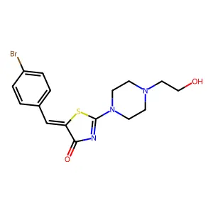 (5Z)-5-[(4-bromophenyl)methylidene]-2-[4-(2-hydroxyethyl)piperazin-1-yl]-1,3-thiazol-4-one structure