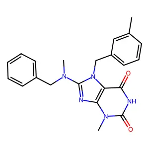 8-(benzyl(methyl)amino)-3-methyl-7-(3-methylbenzyl)-1H-purine-2,6(3H,7H)-dione structure