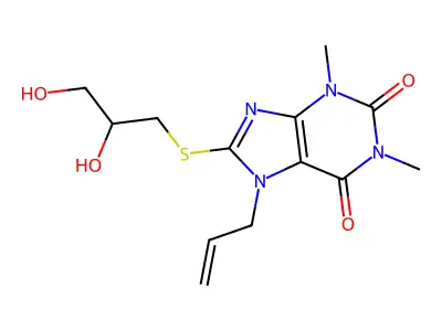8-(2,3-Dihydroxypropylsulfanyl)-1,3-dimethyl-7-prop-2-enylpurine-2,6-dione structure