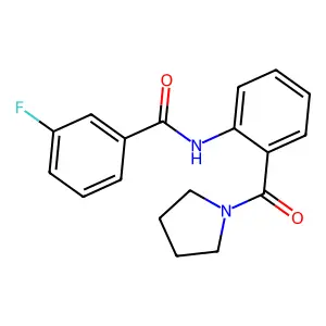 3-fluoro-N-[2-(pyrrolidine-1-carbonyl)phenyl]benzamide structure