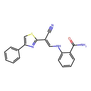 2-[[2-Cyano-2-(4-phenyl-2-thiazolyl)ethenyl]amino]benzamide structure