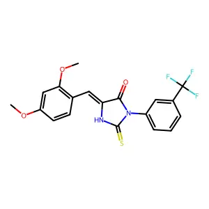 (5Z)-5-(2,4-dimethoxybenzylidene)-2-thioxo-3-[3-(trifluoromethyl)phenyl]imidazolidin-4-one structure
