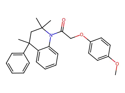 2-(4-methoxyphenoxy)-1-(2,2,4-trimethyl-4-phenyl-3H-quinolin-1-yl)ethanone structure