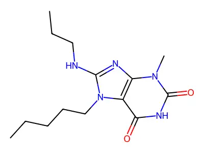 3-methyl-7-pentyl-8-(propylamino)-1H-purine-2,6(3H,7H)-dione structure