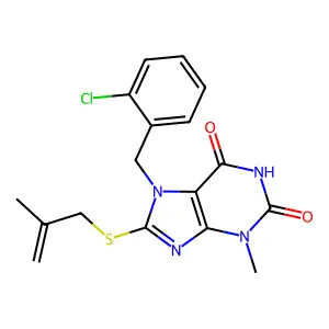 7-(2-chlorobenzyl)-3-methyl-8-((2-methylallyl)thio)-1H-purine-2,6(3H,7H)-dione structure
