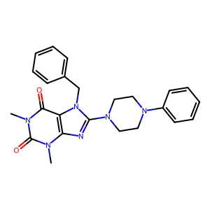 7-benzyl-1,3-dimethyl-8-(4-phenylpiperazin-1-yl)-1H-purine-2,6(3H,7H)-dione structure
