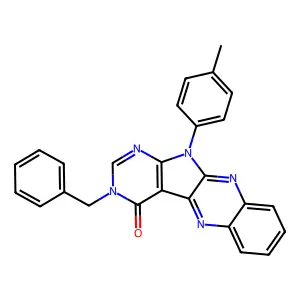 3-benzyl-11-(4-methylphenyl)-3,11-dihydro-4H-pyrimido[5',4':4,5]pyrrolo[2,3-b]quinoxalin-4-one structure