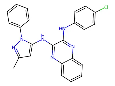 N-(4-chlorophenyl)-N'-(3-methyl-1-phenyl-1H-pyrazol-5-yl)quinoxaline-2,3-diamine structure