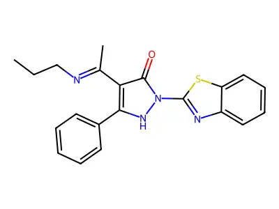 (4Z)-2-(1,3-benzothiazol-2-yl)-5-phenyl-4-[1-(propylamino)ethylidene]pyrazol-3-one structure