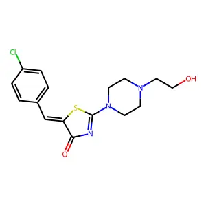 (5Z)-5-(4-chlorobenzylidene)-2-[4-(2-hydroxyethyl)piperazin-1-yl]-1,3-thiazol-4(5H)-one structure