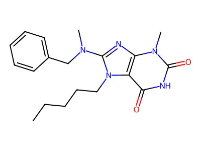 8-(benzyl(methyl)amino)-3-methyl-7-pentyl-1H-purine-2,6(3H,7H)-dione structure
