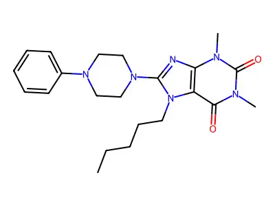 1,3-dimethyl-7-pentyl-8-(4-phenylpiperazin-1-yl)-1H-purine-2,6(3H,7H)-dione structure