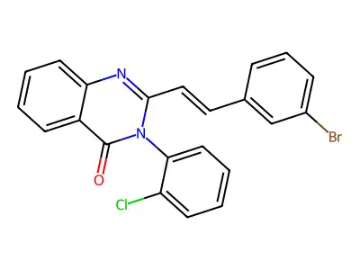 2-[(E)-2-(3-bromophenyl)ethenyl]-3-(2-chlorophenyl)quinazolin-4-one structure