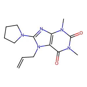 1,3-Dimethyl-7-prop-2-enyl-8-pyrrolidin-1-ylpurine-2,6-dione structure