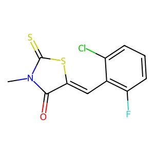 (5Z)-5-[(2-chloro-6-fluorophenyl)methylidene]-3-methyl-2-sulfanylidene-1,3-thiazolidin-4-one structure