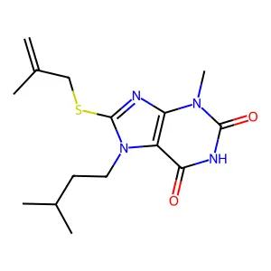 7-isopentyl-3-methyl-8-((2-methylallyl)thio)-1H-purine-2,6(3H,7H)-dione structure