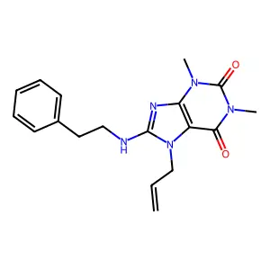 7-allyl-1,3-dimethyl-8-(phenethylamino)-1H-purine-2,6(3H,7H)-dione structure