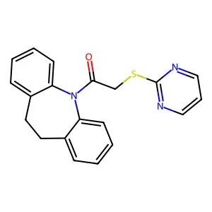 1-(5,6-Dihydrobenzo[b][1]benzazepin-11-yl)-2-pyrimidin-2-ylsulfanylethanone structure