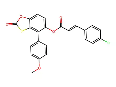 [4-(4-methoxyphenyl)-2-oxo-1,3-benzoxathiol-5-yl] (E)-3-(4-chlorophenyl)prop-2-enoate structure