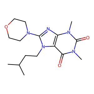 7-isopentyl-1,3-dimethyl-8-morpholino-1H-purine-2,6(3H,7H)-dione structure