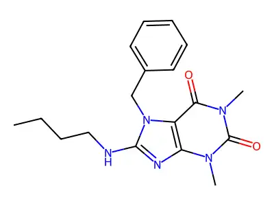 7-Benzyl-8-(butylamino)-1,3-dimethylpurine-2,6-dione structure