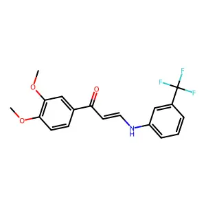 (E)-1-(3,4-dimethoxyphenyl)-3-[3-(trifluoromethyl)anilino]prop-2-en-1-one structure