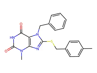 7-Benzyl-3-methyl-8-((4-methylbenzyl)thio)-3,7-dihydro-1H-purine-2,6-dione structure