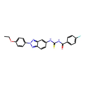 N-[[2-(4-ethoxyphenyl)benzotriazol-5-yl]carbamothioyl]-4-fluorobenzamide structure