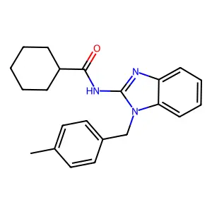N-[1-[(4-methylphenyl)methyl]benzimidazol-2-yl]cyclohexanecarboxamide structure