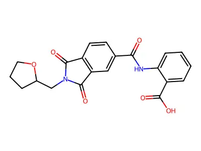 2-[[1,3-Dioxo-2-(oxolan-2-ylmethyl)isoindole-5-carbonyl]amino]benzoic acid structure