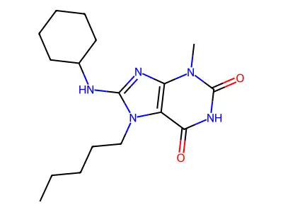 8-(Cyclohexylamino)-3-methyl-7-pentylpurine-2,6-dione structure