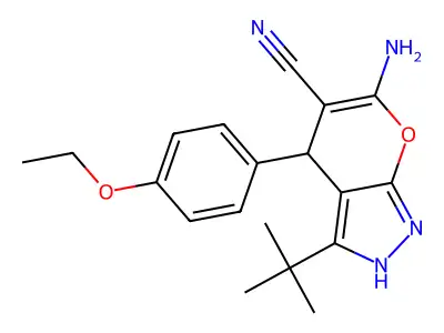 6-Amino-3-tert-BU-4-(4-ethoxy-PH)1,4-dihydropyrano(2,3-C)pyrazole-5-carbonitrile structure