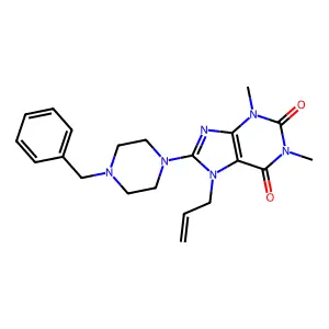 7-allyl-8-(4-benzylpiperazin-1-yl)-1,3-dimethyl-1H-purine-2,6(3H,7H)-dione structure