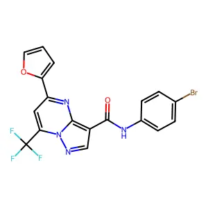 N-(4-bromophenyl)-5-(furan-2-yl)-7-(trifluoromethyl)pyrazolo[1,5-a]pyrimidine-3-carboxamide structure