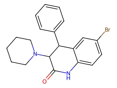 6-bromo-4-phenyl-3-(piperidin-1-yl)-3,4-dihydroquinolin-2(1H)-one structure