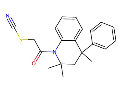 2-oxo-2-(2,2,4-trimethyl-4-phenyl-3,4-dihydroquinolin-1(2H)-yl)ethyl thiocyanate structure