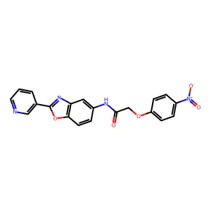 2-(4-nitrophenoxy)-N-(2-pyridin-3-yl-1,3-benzoxazol-5-yl)acetamide structure