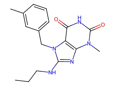 3-methyl-7-(3-methylbenzyl)-8-(propylamino)-1H-purine-2,6(3H,7H)-dione structure