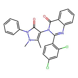 2-(2,4-dichlorophenyl)-3-(1,5-dimethyl-3-oxo-2-phenylpyrazol-4-yl)quinazolin-4-one structure