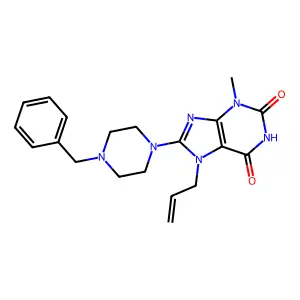 7-allyl-8-(4-benzylpiperazin-1-yl)-3-methyl-1H-purine-2,6(3H,7H)-dione structure