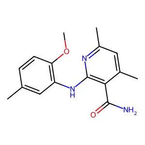 2-(2-Methoxy-5-methylanilino)-4,6-dimethylpyridine-3-carboxamide structure