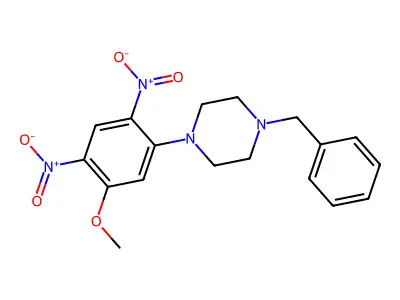 1-Benzyl-4-(5-methoxy-2,4-dinitrophenyl)piperazine structure