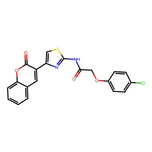 2-(4-chlorophenoxy)-N-[4-(2-oxo-2H-chromen-3-yl)-1,3-thiazol-2-yl]acetamide structure