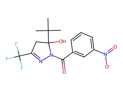 [5-tert-butyl-5-hydroxy-3-(trifluoromethyl)-4H-pyrazol-1-yl]-(3-nitrophenyl)methanone structure
