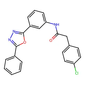 2-(4-chlorophenyl)-N-[3-(5-phenyl-1,3,4-oxadiazol-2-yl)phenyl]acetamide structure