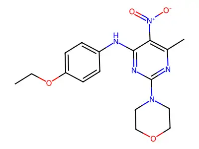 N-(4-ethoxyphenyl)-6-methyl-2-morpholin-4-yl-5-nitropyrimidin-4-amine structure